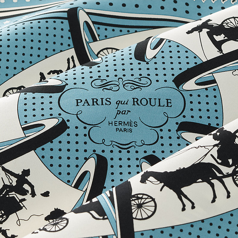 【柄とカラーがポイント♪】HERMES Paris Qui Rouleバンダナ55 Paris Qui Roule bandana 55 | Hermès USA